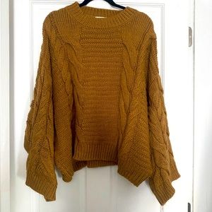 zenana • oversized cable knit bell sleeve sweater